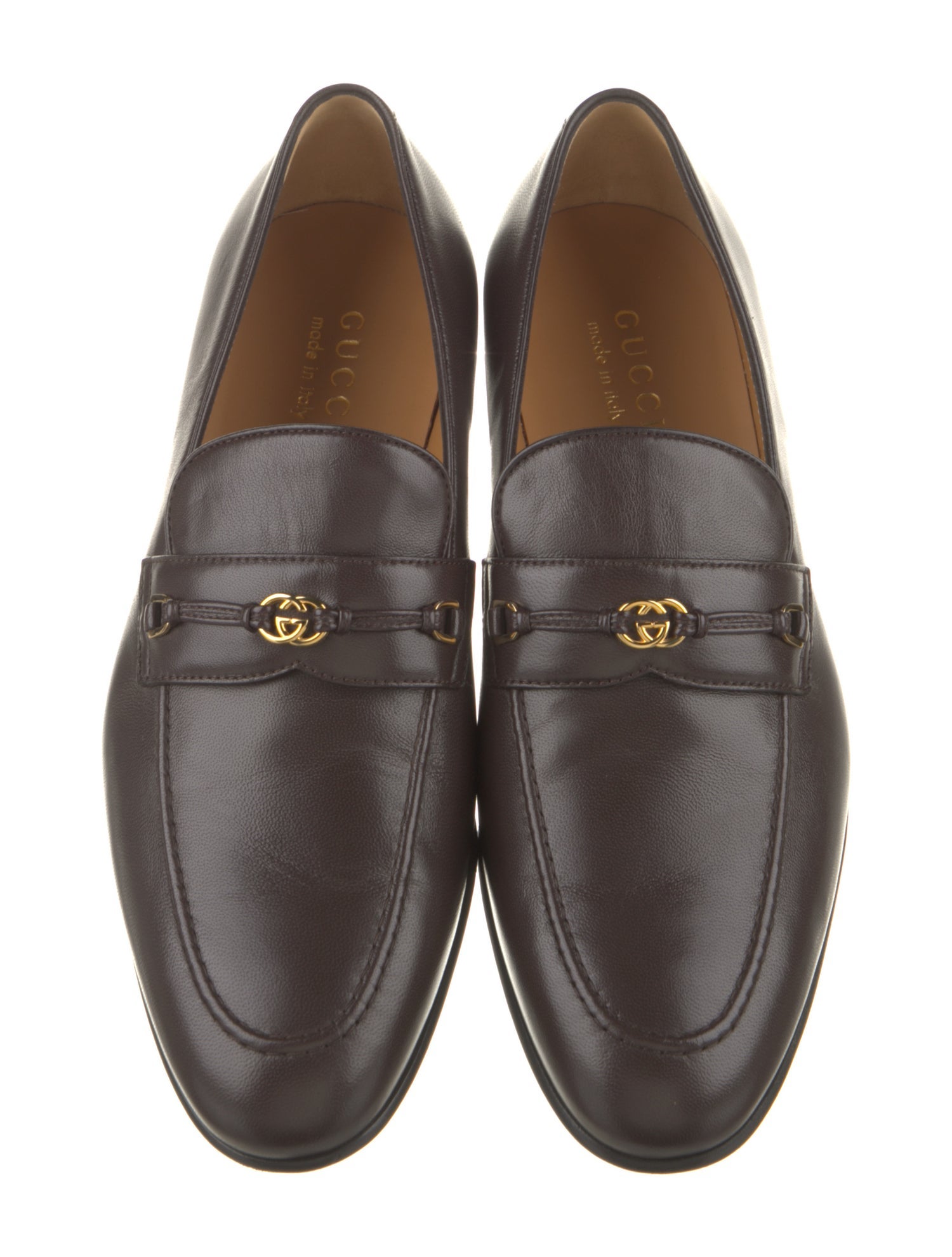 Gucci Interlocking G Logo Leather Loafers